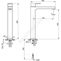 Смеситель для умывальника edge vessel одноручный ideal standard a7114aa