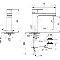 Смеситель для умывальника edge одноручный ideal standard a7106aa