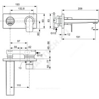 Смеситель для умывальника edge одноручный наружная резьба м24х1 ideal standard a7116aa