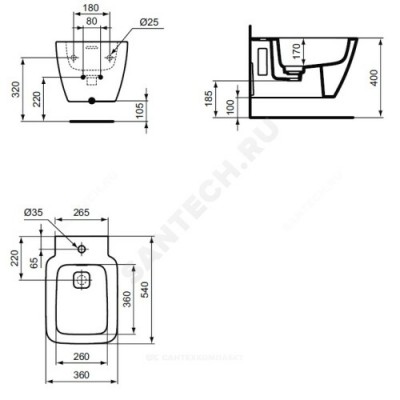 Биде подвесное strada ii t297101 ideal standard