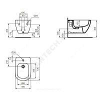 Биде подвесное tesi в комплекте крепления t355201 ideal standard