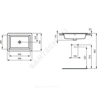 Умывальник мебельный strada 59 без отверстия п/смес ideal standard k078001