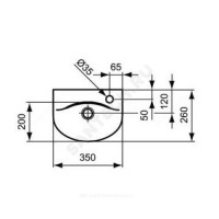 Умывальник подвесной connect arc 35 смеситель с правой стороны ideal standard e791501