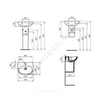 Умывальник подвесной tesi 45 ideal standard t352401