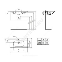 Умывальник подвесной tesi vanity 80 ideal standard t350901