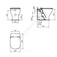 Унитаз без бачка tesi aquablade нижний подвод горизонт/выпуск без сиденья ideal standard t007701