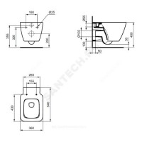 Унитаз подвесной strada ii aquablade дюропласт soft close ideal standard t359601