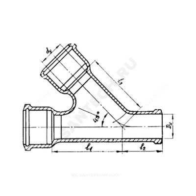 Тройник чугун канализационный ду 100х100х45гр б/н гост 6942-98 косой кронтиф