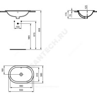 Умывальник мебельный connect 55 без отверстия п/смес ideal standard e504701