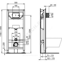 Инсталляция для подвесного унитаза prosys frame 120 m без кнопки смыва ideal standard r020467