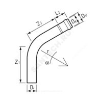 Отвод нпвх напорный серый раструбный дн160х45гр ру10 sdr26 1м гост р 51613-2000