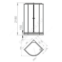 Кабина душевая delight 99 900х900х2180 мм низкий поддон четверть круга ds01d99lbt00у domani-spa