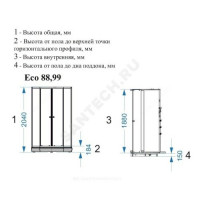 Кабина душевая eco delight 99 900х900х2040 мм низкий поддон четверть круга без крыши ds01ecd99lwm00у domani-spa