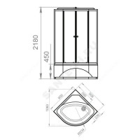 Кабина душевая elegance high 900х900х2180 мм высокий поддон четверть круга с гидромассажем ds01e99hat10у domani-spa