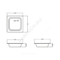 Поддон душевой чугунный квадрат 900х900х160 с противоскользящим покрытием selena