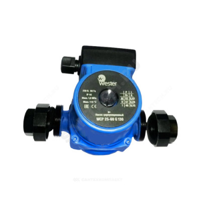 Насос циркуляционный с мокрым ротором wcp 25-80g pn10 230b/50гц с гайкой wester