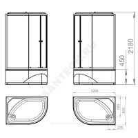 Кабина душевая delight 128 high l 1200х800х2180 мм высокий поддон угловая-асимметричная левое исполнение сатин-матированное стекло в комплекте смеситель domani-spa ds01d128lhwm00у