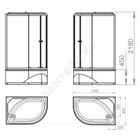 Кабина душевая delight 128 high r 1200х800х2180 мм высокий поддон угловая-асимметричная правое исполнение сатин-матированное стекло domani-spa ds01d128rhwm00у