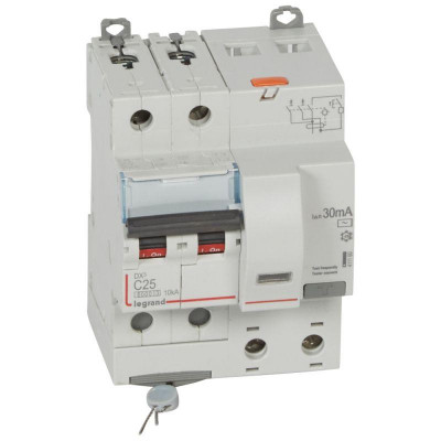 Выключатель автоматический дифференциального тока 2п C 25А 30мА тип AC 10кА DX3 4мод. Leg 411160