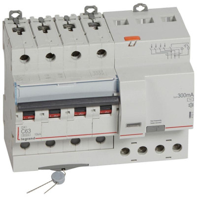 Выключатель автоматический дифференциального тока 4п C 63А 300мА тип AC 10кА DX3 7мод. Leg 411211