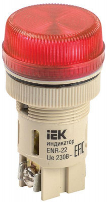 Лампа светосигнальная ENR-22 d22мм 240В красн. цилиндр неон IEK BLS40-ENR-K04