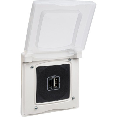 Устройство зарядное Etika с 2-мя USB разъемами A и C 240В/5В 3000мА антрацит IEK 672636