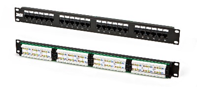 Патч-панель pp2-19-24-8p8c-c5e-110d 19дюйм 24 порта rj-45 кат. 5e hyperline 24449