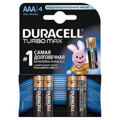 Элемент питания алкалиновый lr mx 2400/lr03 turbo max bp-4 (блист.4шт) duracell б0014051