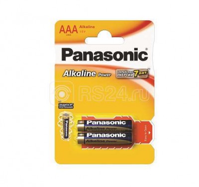 Элемент питания алкалиновый lr03 alkaline power 2bp (блист.2шт) panasonic 17553