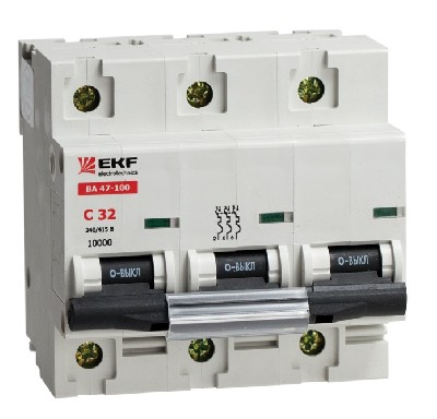 Выключатель авт. мод. 3п d 63а ва 47-100 10ка экф mcb47100-3-63d не вып