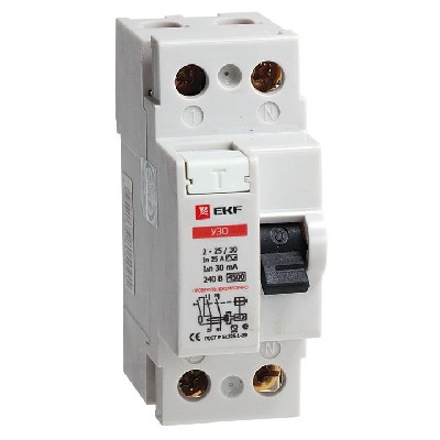 Выключатель диф. тока 2п 63a 30ma тип ac УЗО (эл-мех) ekf elcb-2-63-30-em не вып