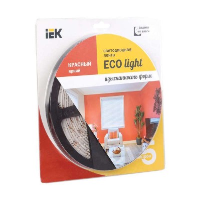 Лента светодиодная eco LED lsr-3528r60-4.8-ip65-12v 5вт/м (уп.5м) красн. иэк lsr1-6-060-65-1-05