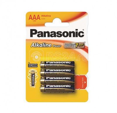 Элемент питания алкалиновый lr03 alkaline power 4bp (блист.4шт) panasonic 17522