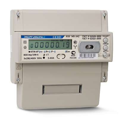 Счетчик CE301 R33 145-JAZ 3ф 5-60А 1 класс точн. многотариф.; универс. креп. RS485 оптопорт Моск. вр. Энергомера 101004002008841