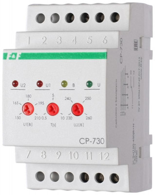 Реле напряжения CP-730 (DIN-рейка 3х400/230 + N 8А IP20) F&F EA04.009.004