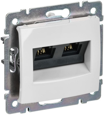 Розетка компьютерная 2-м СП Valena RJ45 кат.5E UTP на захватах механизм бел. IEK 774231