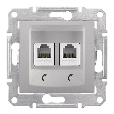 Механизм розетки телефонной 2-м СП Sedna RJ11 алюм. SchE SDN4201160