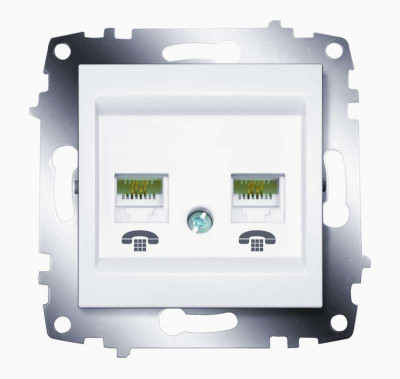 Механизм розетки телеф. 2-м cosmo rj11 + rj11 бел. abb 619-010200-222