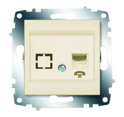 Механизм розетки телеф. 1-м cosmo (rj11 + гнездо) крем. abb 619-010300-221