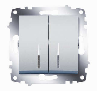 Механизм выключателя 2-кл. сп cosmo 10а ip20 с подсветкой алюм. abb 619-011000-203
