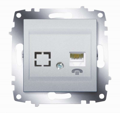 Механизм розетки телеф. 1-м cosmo (rj11 + гнездо) алюм. abb 619-011000-221