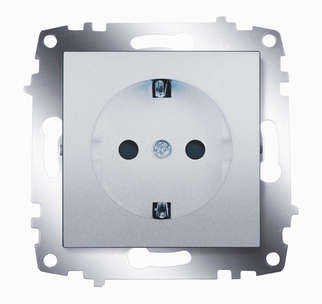 Розетка 1-м СП Cosmo 16А IP20 с заземл. защ. шторки механизм алюм. ABB 619-011000-243