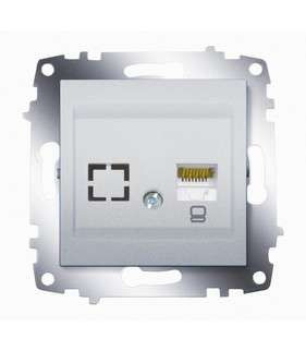Механизм розетки комп. 1-м cosmo (rj45 cat.6 + гнездо) алюм. abb 619-011000-247