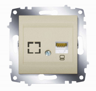 Механизм розетки комп. 1-м cosmo (rj45 cat.6 + гнездо) титаниум abb 619-011400-247