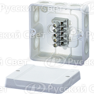Коробка распределительная ОП 98х98х52мм IP55 с клемм. DE9346 бел. HENSEL 6000323