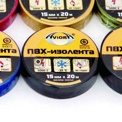 Изолента ПВХ 15мм (рул.20м) черн. aviora 305-004