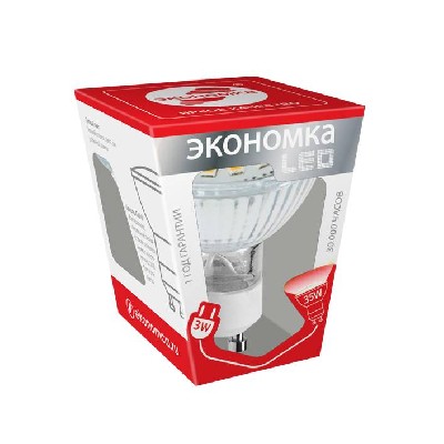 Лампа светодиодная LED 3вт gu10 4500к экономка eco_led3wgu10c45 не вып