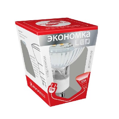 Лампа светодиодная LED 5вт gu10 4500к экономка eco_led5wgu10c45 не вып