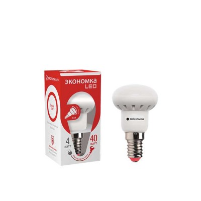 Лампа светодиодная r39 3вт 4500к белый e14 260лм 220-240в экономка eco_led3wr39e1445 / eco_led4wr39e1445