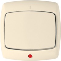 Выключатель 1-кл. СП Рондо 10А IP20 с индикацией сл. кость SchE VS1U-125-SI